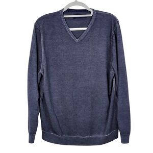 Tommy Bahama Extra Fine Merino Wool Sweater Mens XL Blue V-Neck Long Sleeve Knit